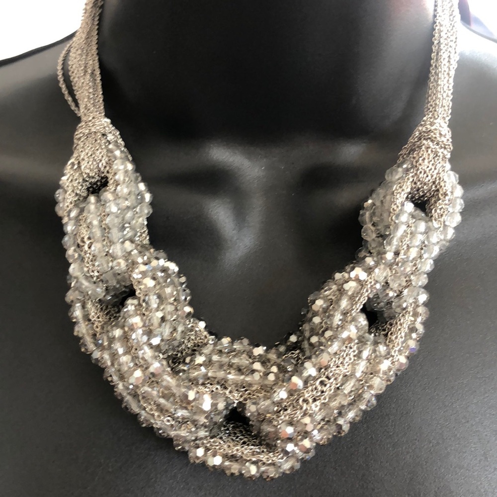 Silver chain and crystal bead necklace